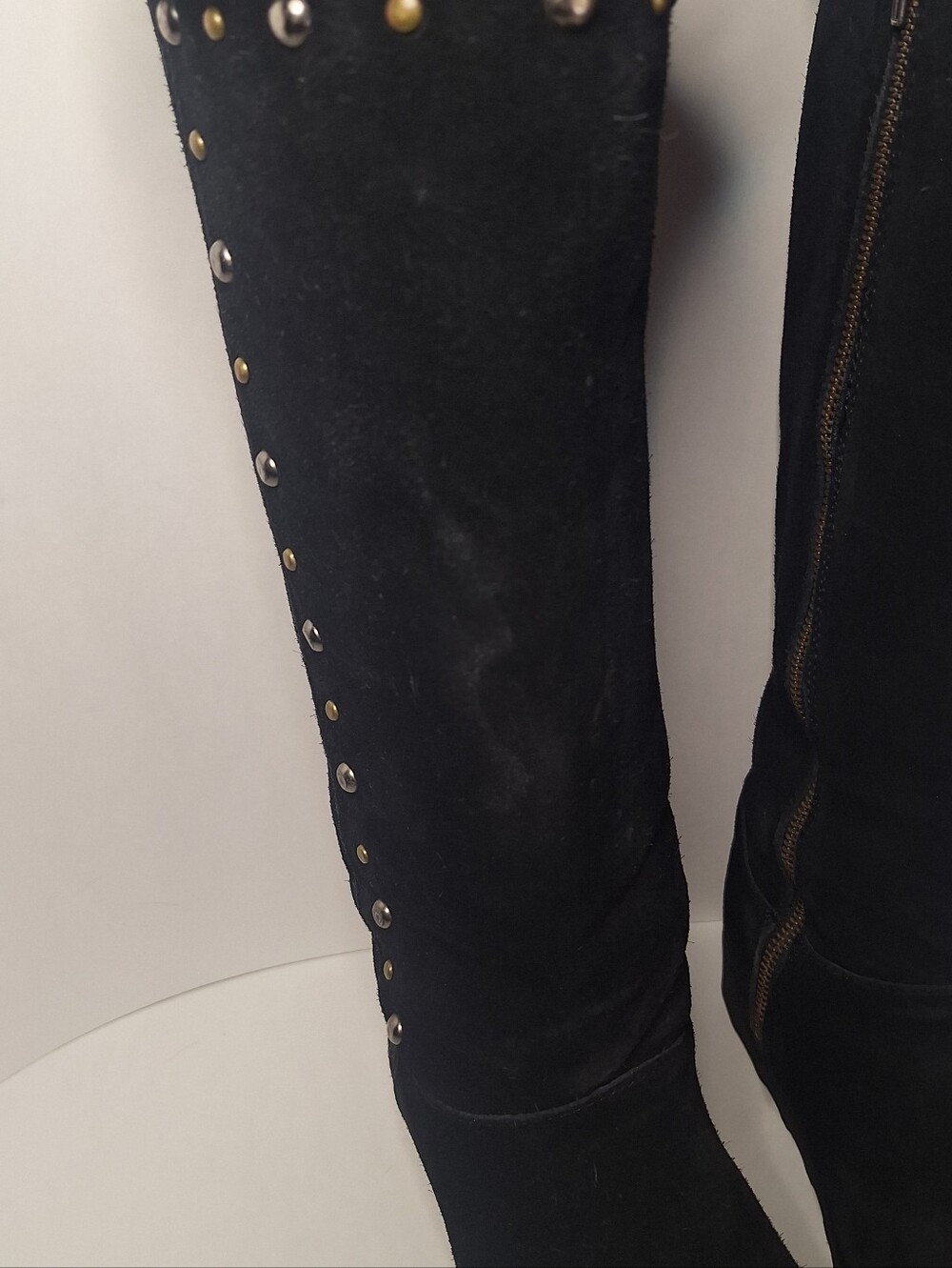 BearPaw Black Tall Faux Fur Winter Boots with Stud Accents Size US 9 Womens - Picture 6 of 9